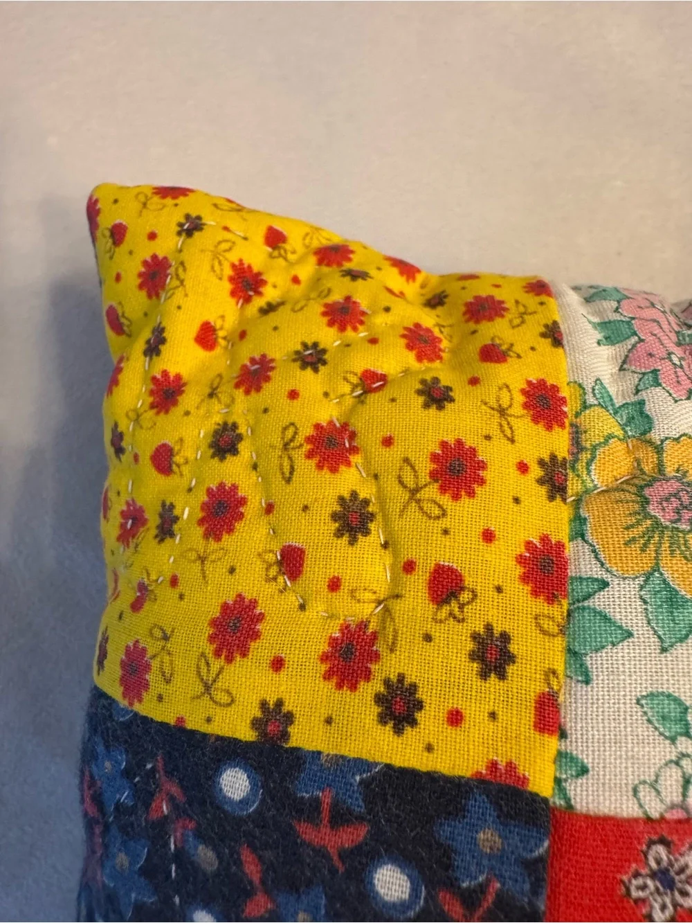 Vintage! Handmade Patchwork Quilted Throw Pillow